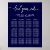 Weddenschappen Zitplanbord Chic Navy Blue Silver Poster (Voorkant)