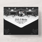 Weddenschappen Zwart en Rood Rose Elegant All In One Uitnodiging (Achterkant)