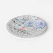 Weddenschapper Boho Flowers & Feathers Rustic Wood Papieren Bordje (Gekanteld)