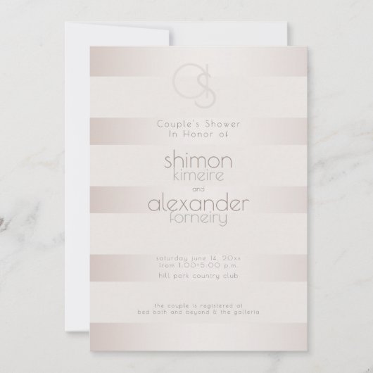 Weddenschapper | Elegant Modern Blush Pearl Stripe Kaart (Voorkant)