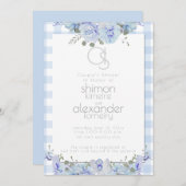 Weddenschapper | Monogram, gekleurd Floral Blue Kaart (Voorkant / Achterkant)