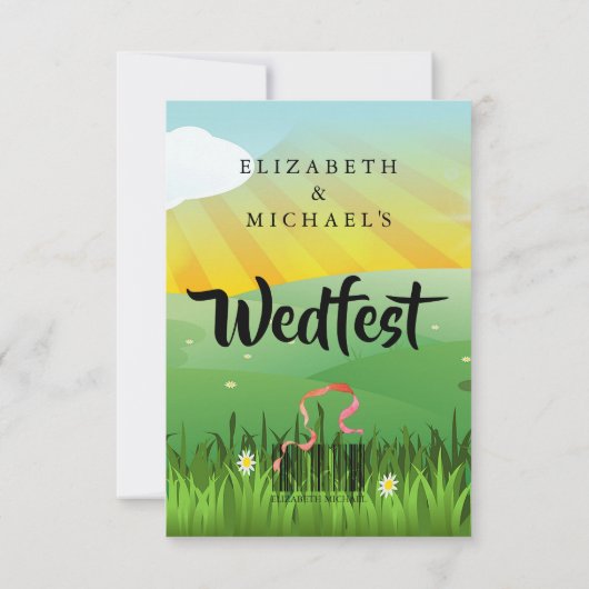 Weddenschapsbloemen Festival Fields Wedding RSVP Save The Date (Achterkant)