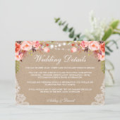 Weddenschapsduur Koraal met details Kraft Insert Kaart (Staand voorkant)