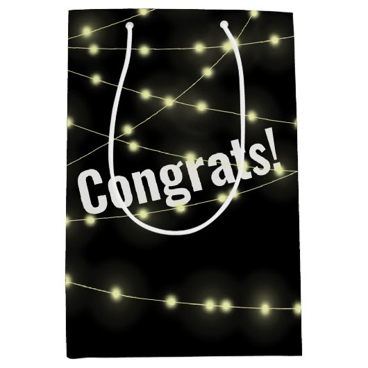 Weddenschapsduur op zwarte, middelgrote tas met wi medium cadeauzakje (Voorkant)