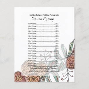 Weddenschapsfotosessie Floral Pricing List Flyer