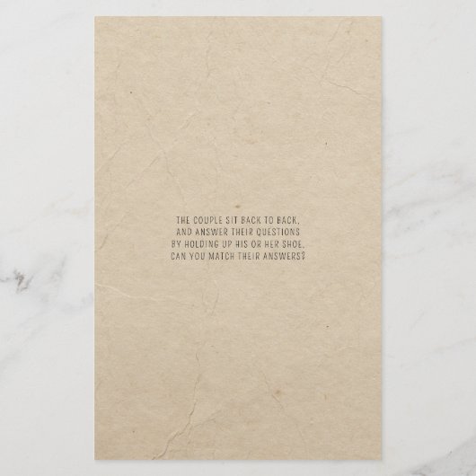 Weddenschapsgame Bride of Groom Rustic Paper (Achterkant)