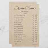 Weddenschapsgame Bride of Groom Rustic Paper (Voorkant / Achterkant)