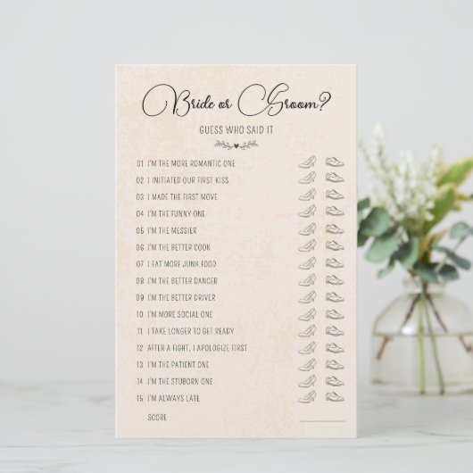 Weddenschapsgame Bride of Groom Rustic Paper (Staand voorkant)