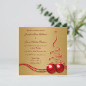 Weddenschapsgoud met een rode kerstboom kaart (Staand voorkant)