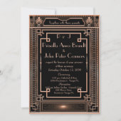 Weddenschapskaart, Art Deco, zwart, roze goud Kaart (Voorkant)