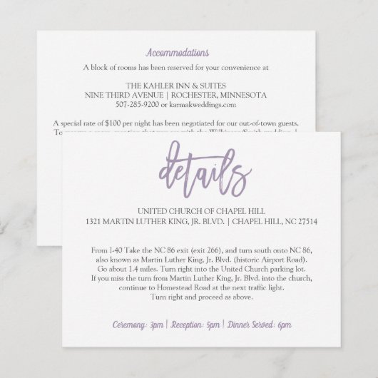 Weddenschapskaart | Borstel Letterlijk lavender Informatiekaartje (Voorkant / Achterkant)