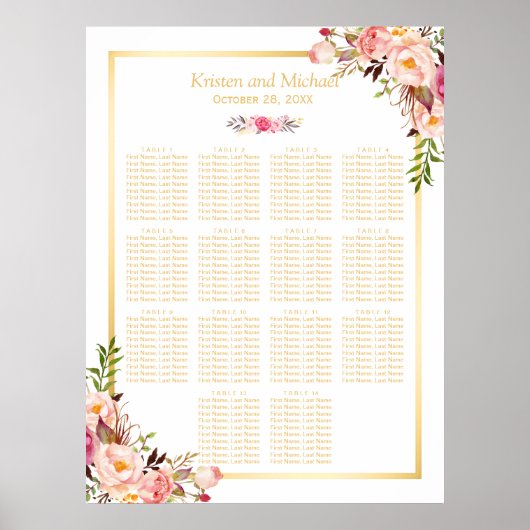 Weddenschapskaart Classy Chic Floral Gold Poster (Voorkant)