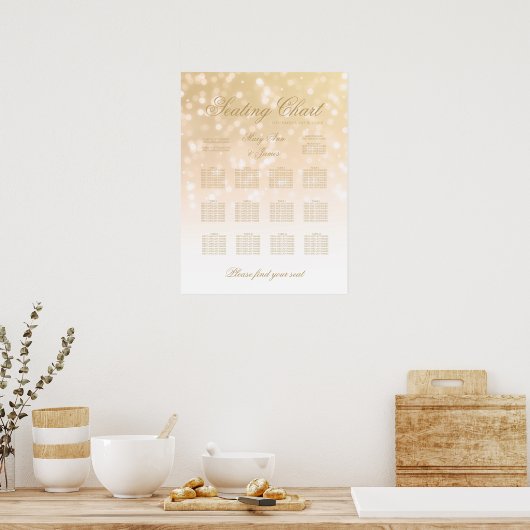Weddenschapskaart Gold Bokeh Sparkle Lights Poster (Keuken)