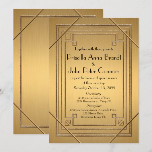 Weddenschapskaart, Great Gatsby, goud en goud Kaart (Voorkant / Achterkant)