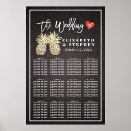 Weddenschapskaart Modern Gold Pineapple Couple Poster
