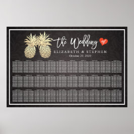 Weddenschapskaart Modern Gold Pineapple Couple Poster