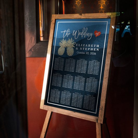 Weddenschapskaart Modern Gold Pineapple Couple Poster