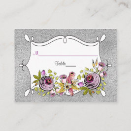 Weddenschapskaart | Plum Paars, FAUX Silver Foil Plaatskaartje