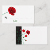 Weddenschapskaart | Rode papaver | Zwart, groen Plaatskaartje (Voorkant / Achterkant)