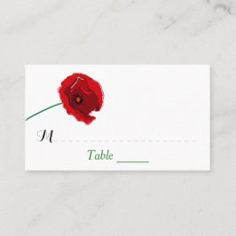 Weddenschapskaart | Rode papaver | Zwart, groen Plaatskaartje