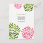 Weddenschapskaart Roze en Groene Bloomen Informatiekaartje (Achterkant)