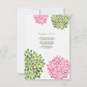 Weddenschapskaart Roze en Groene Bloomen RSVP Kaartje (Achterkant)