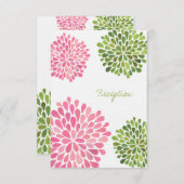 Weddenschapskaart Roze en Groene Bloomen RSVP Kaartje (Voorkant / Achterkant)