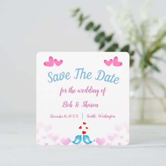 Weddenschapskaart Save The Date (Staand voorkant)