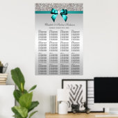 Weddenschapskaart Silver Sequin Deep Blauwgroen Bo Poster (Thuiskantoor)