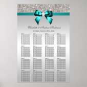 Weddenschapskaart Silver Sequin Deep Blauwgroen Bo Poster (Voorkant)