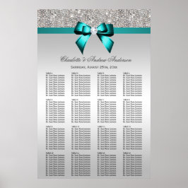 Weddenschapskaart Silver Sequin Deep Blauwgroen Bo Poster