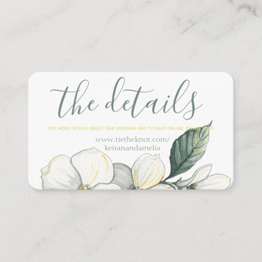 Weddenschapskaart, Waterverf Dogwood Blooms Informatiekaartje (Voorkant)