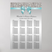 Weddenschapskaart Zilver Sequin Blauwgroen Bow Poster (Voorkant)