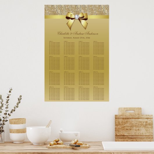 Weddenschapskaartje Gold Sequins Bow Poster (Keuken)