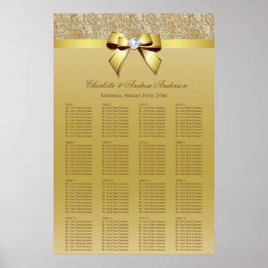 Weddenschapskaartje Gold Sequins Bow Poster (Voorkant)