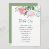 Weddenschapskaartje, Greenery Floral Table Plan Kaart (Voorkant / Achterkant)