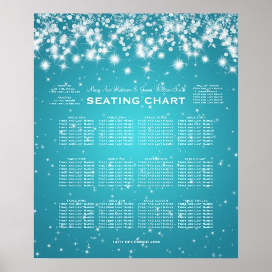 Weddenschapskabel Winter Sparkle Turquoise Poster (Voorkant)