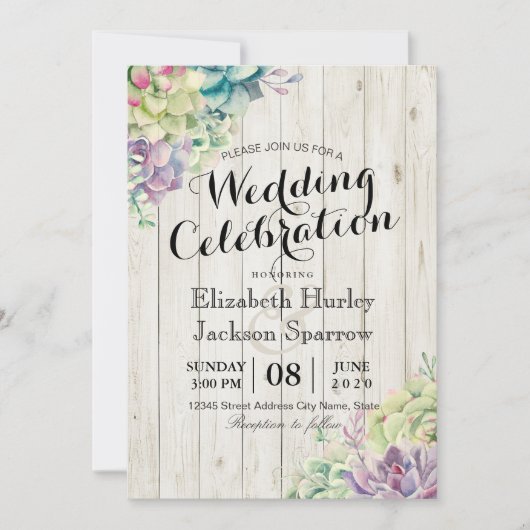 Weddenschapskeering Succulente Planten Rustisch ho Kaart (Voorkant)