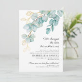 Weddenschapskelebratie Blauwgroen en gouden eucaly Aankondiging (Staand voorkant)