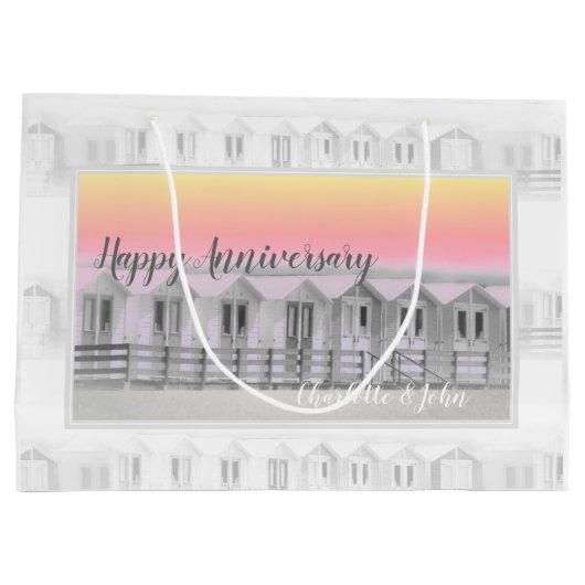 Weddenschapskistjes strandhutten bij een cadeautas (Achterkant)