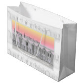 Weddenschapskistjes strandhutten bij een cadeautas (Voorkant Gekanteld)