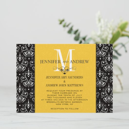 Weddenschapsmonogram Chandelier Yellow Kaart (Staand voorkant)