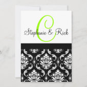 Weddenschapsmonogram Damask Black Kaart (Voorkant)