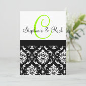 Weddenschapsmonogram Damask Black Kaart (Staand voorkant)