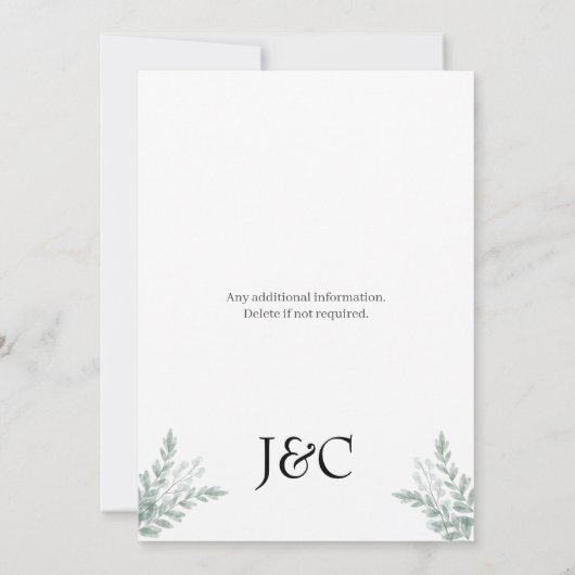 Weddenschapsmonogram Eucalyptus Save the Date (Achterkant)