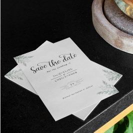 Weddenschapsmonogram Eucalyptus Save the Date Aankondigingskaart