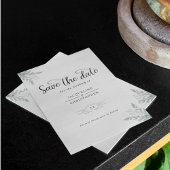 Weddenschapsmonogram Eucalyptus Save the Date Aankondigingskaart