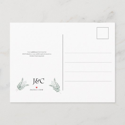 Weddenschapsmonogram Eucalyptus Save the Date Aankondigingskaart (Achterkant)