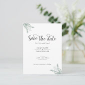 Weddenschapsmonogram Eucalyptus Save the Date Aankondigingskaart (Staand voorkant)