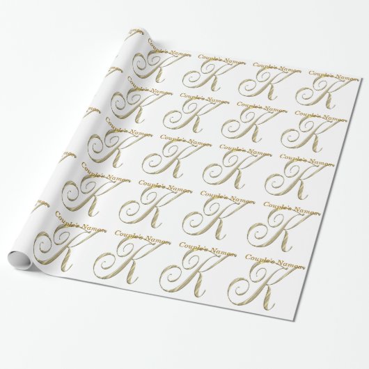 Weddenschapsmonogram K Gift Wrapping paper Cadeaupapier (Uitgerold)